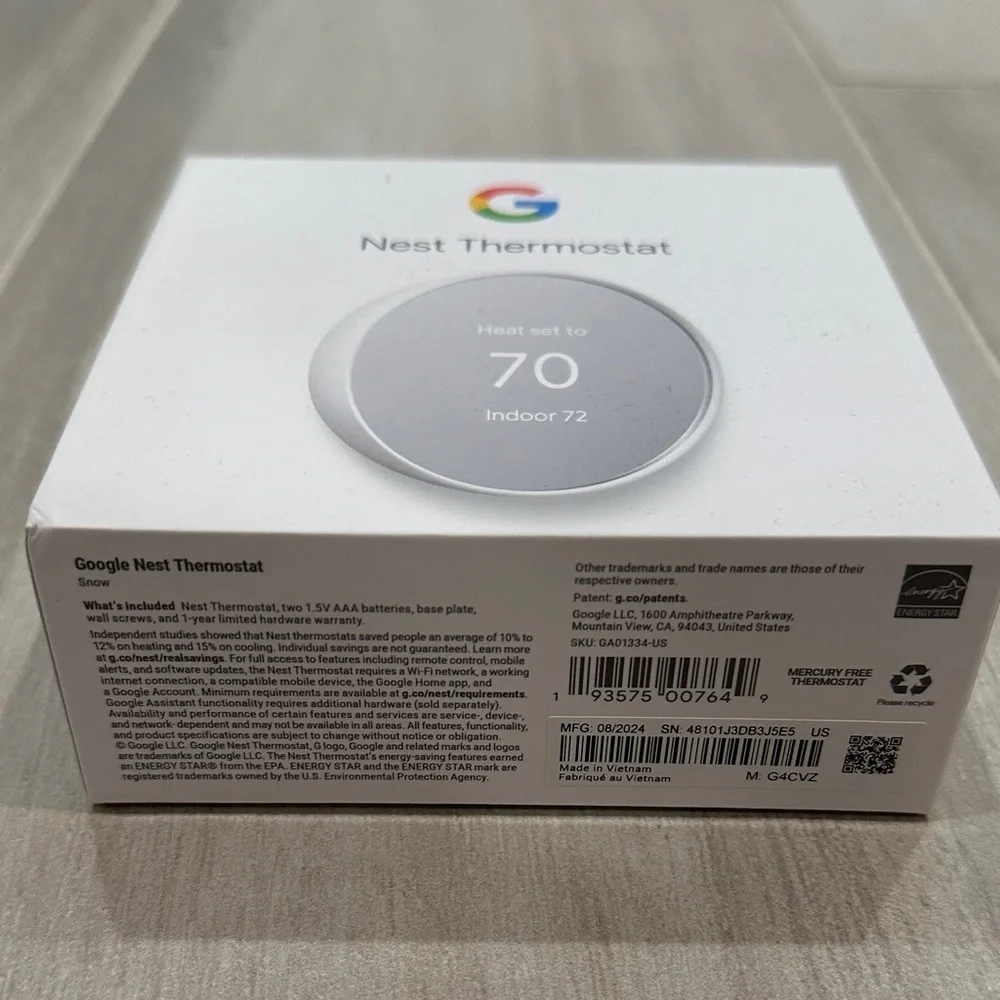New Google Nest Smart Thermostat in Snow White - Picture 2 of 5